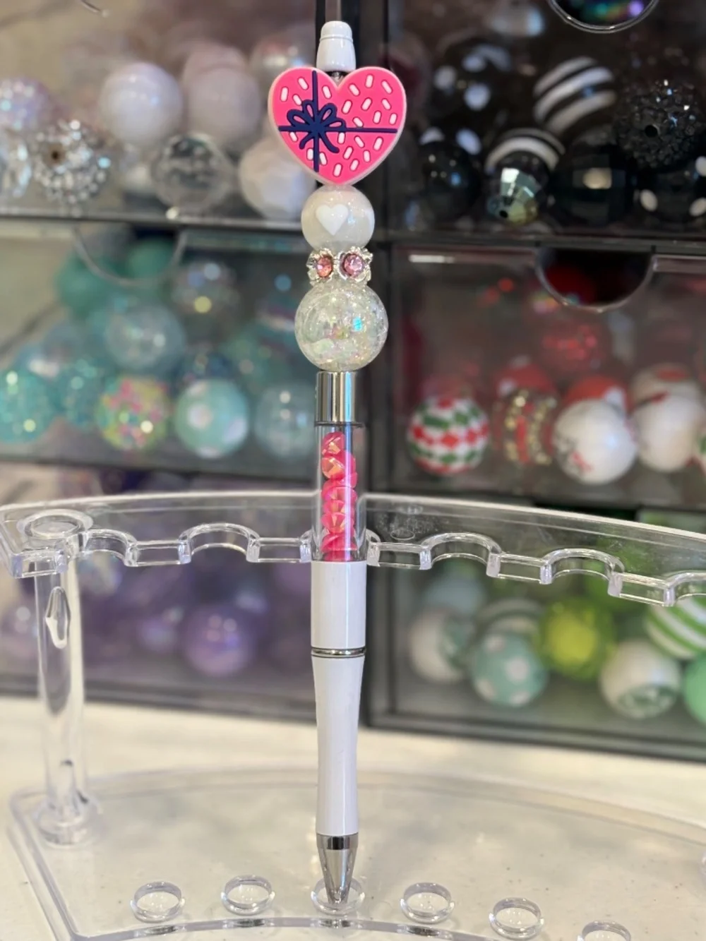 Handmade Heart Extended Beaded Pen